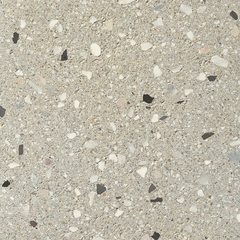 Creazzo Oberfläche in beiger Nuance mit grober weißer und dunkelgrauer Körnung in Terrazzo-Optik, Friedl Steinwerke.