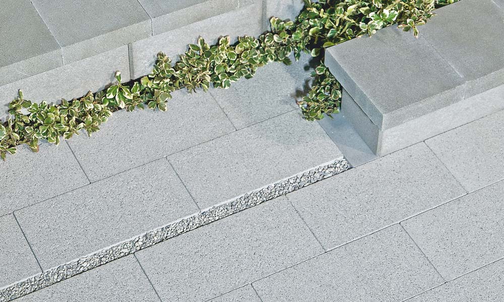 Sigma VG4 40 x 20 x 8 cm Edelsplitt granitgrau kombiniert mit Classic Zaun- und Mauerstein grau
